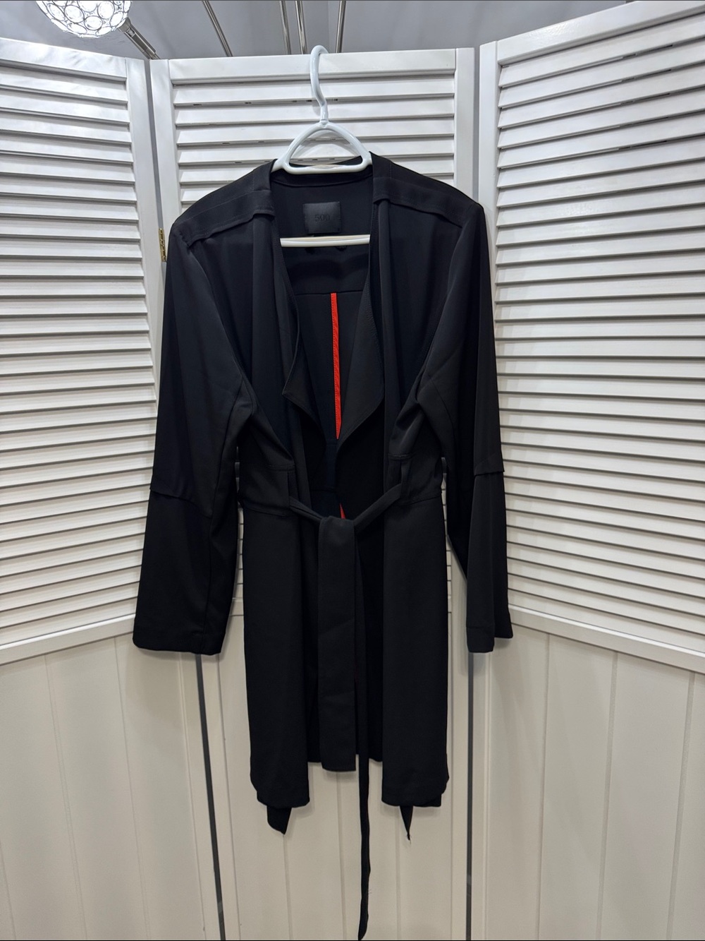 Black Tie-Waist Trench Coat for Women